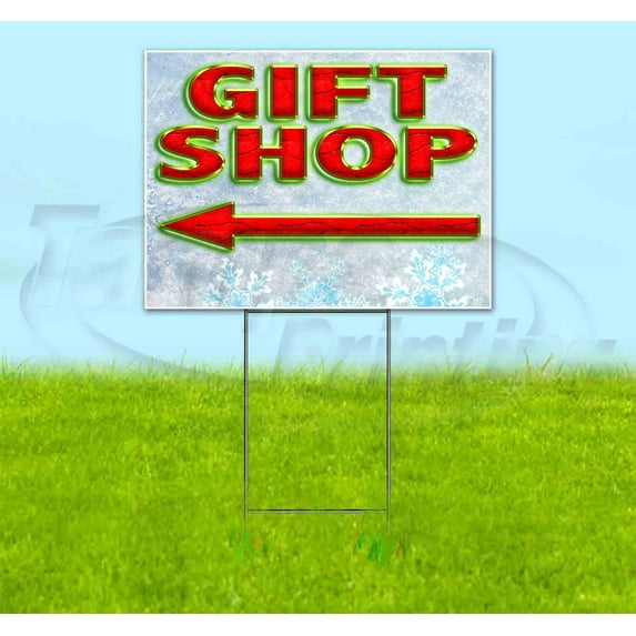 Gift Shop Arrow (18" x 24") Yard Sign, Includes Metal Step Stake