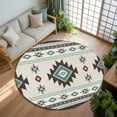 thumbnail image 3 of 5ft Round Rug, Southwest Ethnic Non-Skid Rubber Backing Large Area Rugs - Living Room Bedroom Home Office, Boho Aztec Tribal Abstract Aesthetic Indoor Floor Mat Carpets Washable Rug, 3 of 9