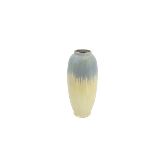 Ceramic Vase - 7" Blue & Cream Accent Vase - 16" Tall Decorative Flower Pot for Home & Office