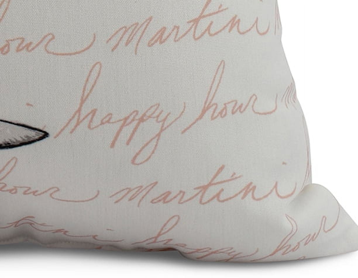 Simply Daisy, 16" x 16" Martini Glass Text Fade , Geometric Print Outdoor Pillow, Coral