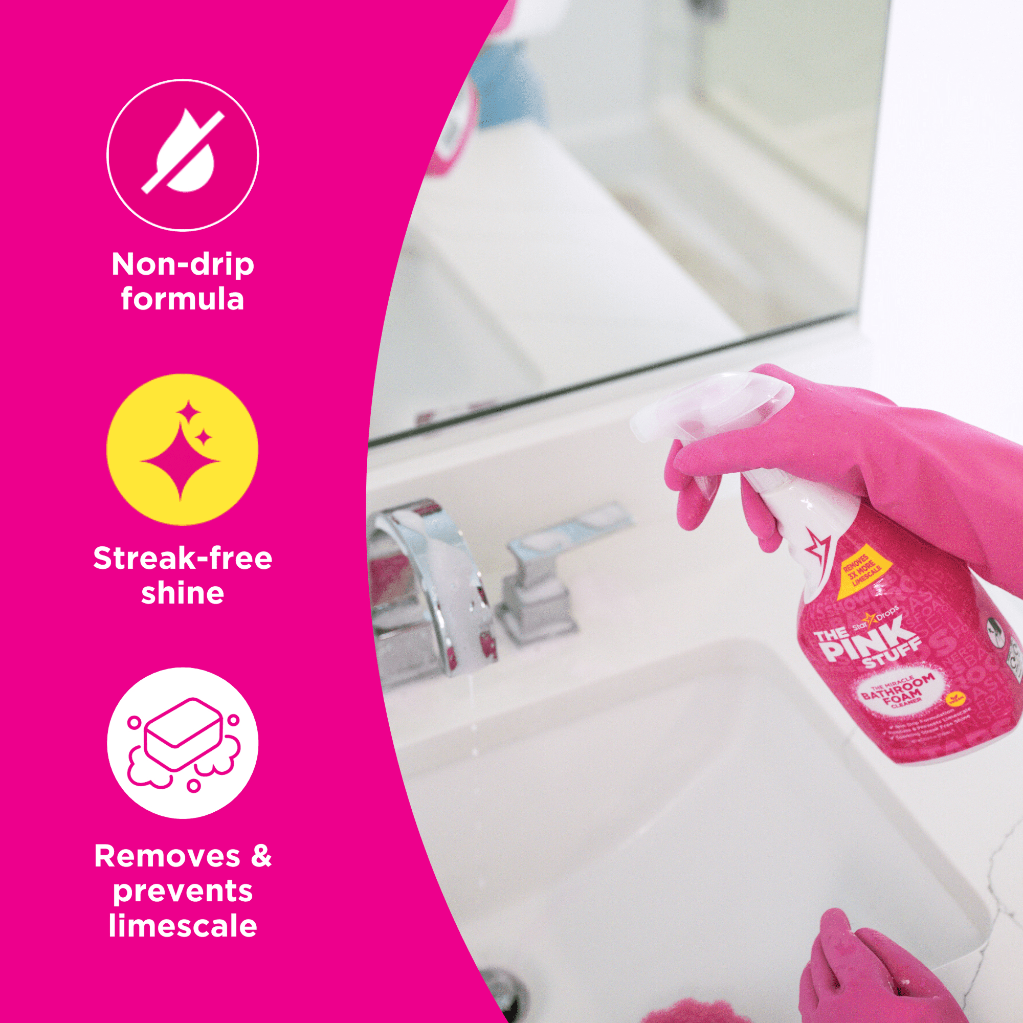 The Pink Stuff, Miracle Bathroom Foam Spray, 2 Pack, 25 fl oz each
