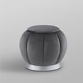 thumbnail image 4 of Nicole Miller Melton Grey/Silver Velvet Ottoman - Upholstered, Channel Tufted, Silver Matte Base, 4 of 9