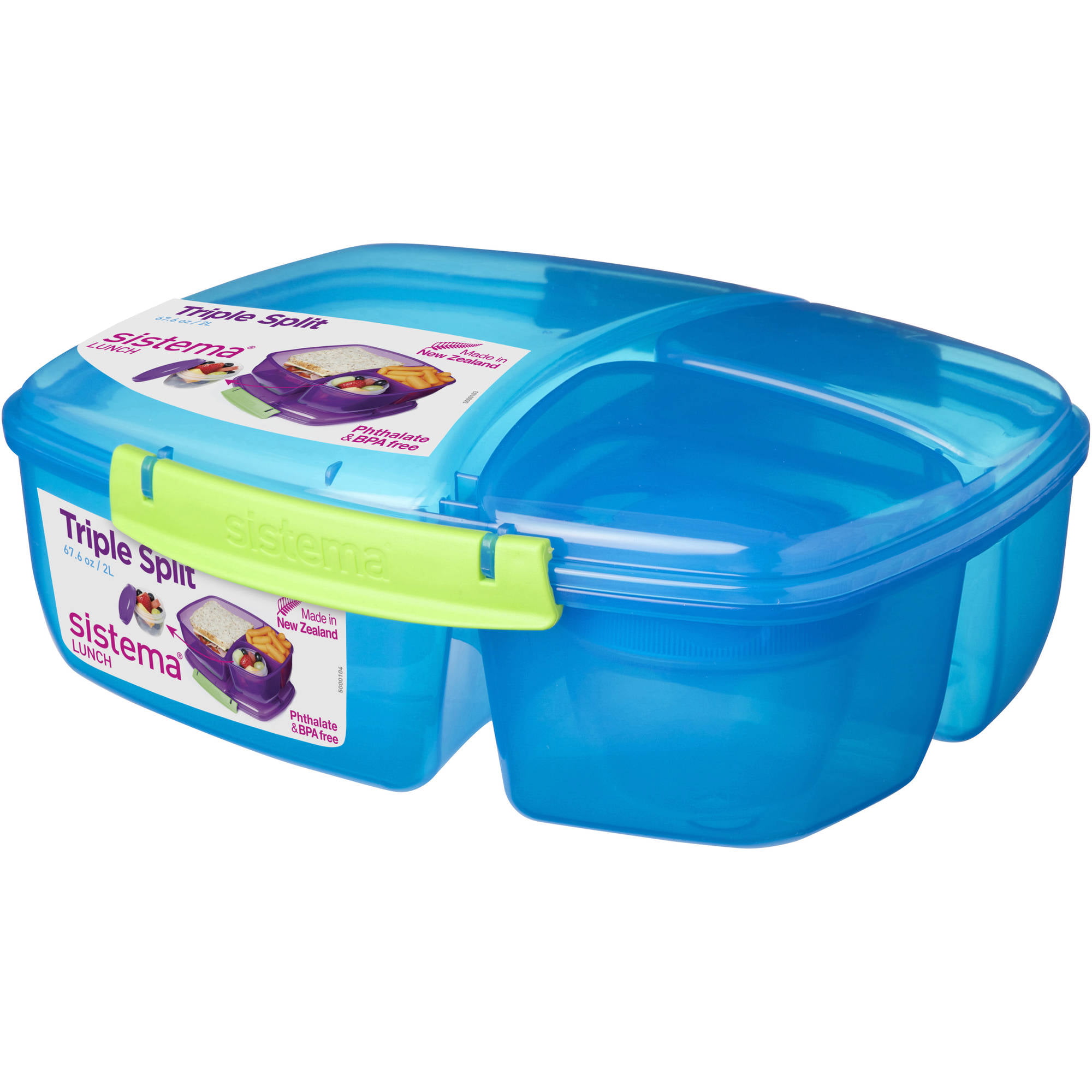 Sistema Triple Split Lunch Box with Yogurt Pot, Assorted - Walmart.com