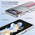 thumbnail image 2 of Allytechgroup Clear Case for Samsung Galaxy Z Flip 3, with Build in Screen Protector Anti-Scratch Full Body Shockproof Not-Yellowing Kickstand Phone Case Cover for Galaxy Z Flip 3, Pink, 2 of 9