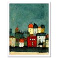 thumbnail image 1 of Playful Town Skyline Scene At Night With Pastels And Ink Art Print Framed Poster Wall Decor 12x16 inch, 1 of 5