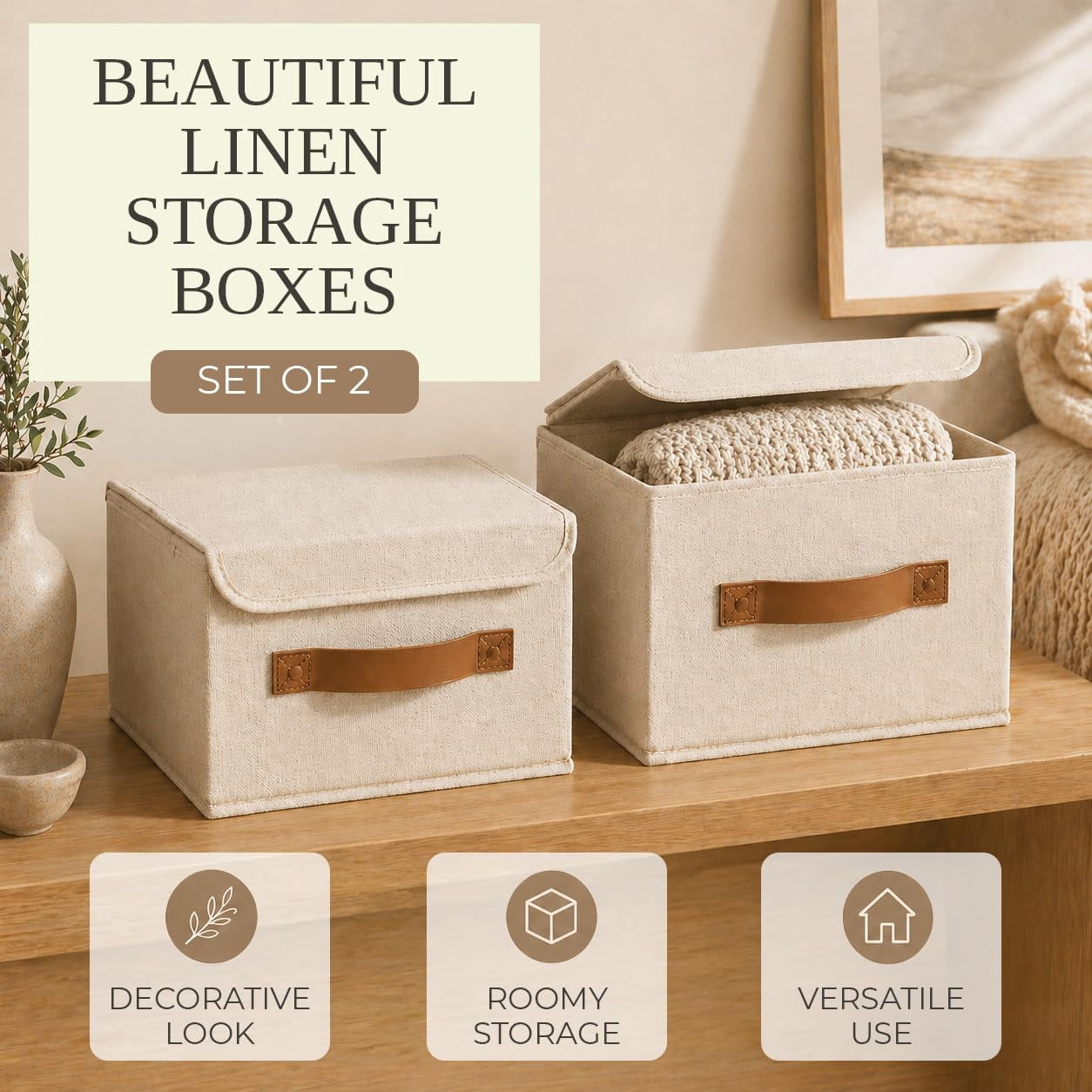 Decorative Linen Storage Boxes with Lids