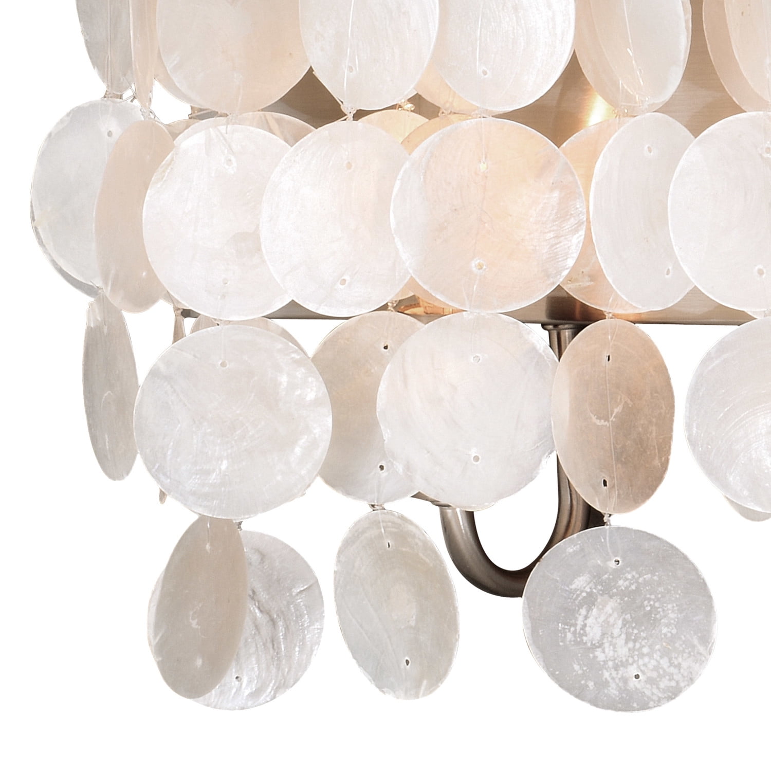 Elsa 4 Light Satin Nickel Capiz Shell Coastal Bathroom Vanity Fixture