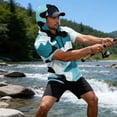 thumbnail image 2 of OIOLOYJM Mens Hoodies Sun Protection UPF Camo Short Sleeve Hooded T Shirts Rash Guard Quick Dry Swim Fishing Tops Light Blue L, 2 of 5