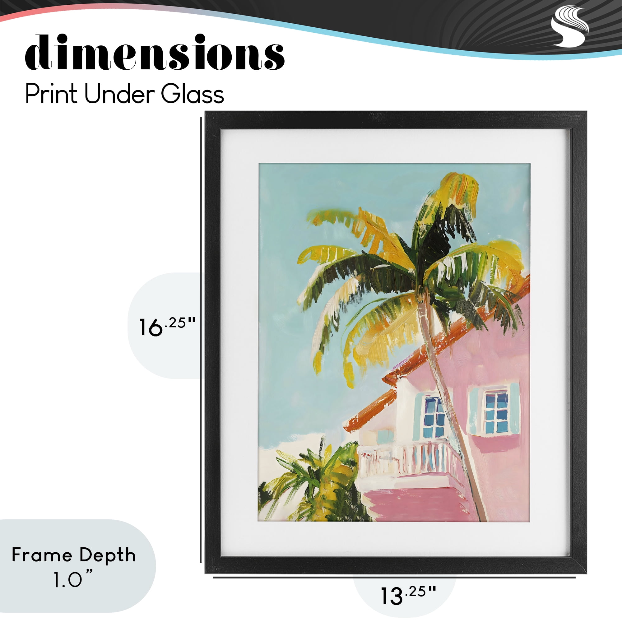 Stupell Industries Pink House Palm Tree Black Framed Print Under Glass, design by The Prints Vibe