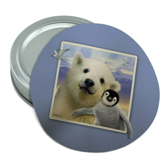 Polar Pals Selfie Picture Polar Bear Penguin Round Rubber Non-Slip Jar Gripper Lid Opener