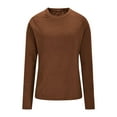 thumbnail image 3 of APEXFWDT Women's Light Fleece Thermal Shirt Raglan Sleeve Crew Neck Base Layer Solid Top Undershirt for Fall Winter,XL,Brown, 3 of 9