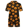 thumbnail image 4 of Ailaofu Halloween Pajamas Women Satin Silk Button Up Shirt And Shorts Pjs Sets 2 Piece Loungewear Sets Soft Sleepwear, 4 of 7