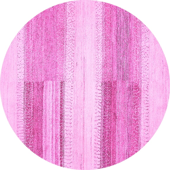 Ahgly Company Indoor Round Solid Pink Modern Area Rugs, 4' Round