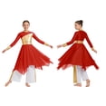 thumbnail image 4 of iiniim Girls Praise Dance Dress Long Sleeve Church Robe With Palazzo Pants Outfit Worship Liturgical Dancewear Red&White 14, 4 of 7