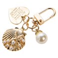 thumbnail image 1 of Jinsinto Faux Pearl Keychains Metal Heart Shell Key Chain Charms Key Ring Pendants Handbag Decorations 2pcs, 1 of 5