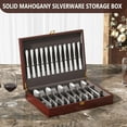 thumbnail image 4 of Mahogany Wood Silverware Storage Box,Silverware Case Flatware Chest with Felt Lined,Flatware Storage Box for 12 sets of Utensils,Silverware Chest without Silverware,Silverware Organizer with Lid, 4 of 7