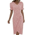 thumbnail image 1 of Zmoon Women's Button V-Neck Puff Sleeve Irregular Hem Dress, 1 of 5