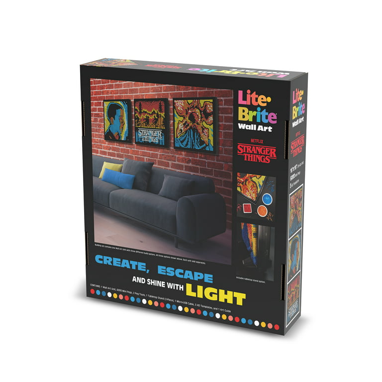 Netflix Streaming Stranger Things Lite-Brite Deluxe Wall Art - 16 x 16,  Includes three HD Stranger Things designs: Demogorgon, Eleven, and The