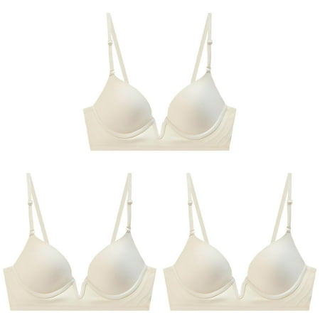 Deep V Low Strapless Bra Cut Large Open Back Small Sports Bra U Shaped Beautiful Back Lightweight Sports Bras for Women Seamless Underwear Small ceangrtro Beige (3Packs) Beige (3Packs)