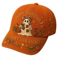 thumbnail image 4 of Clearance Hotyverty Halloween Ghost Baseball Cap, Happy Haunting Patchwork Ghost Pumpkin Commemorative Vintage Baseball Cap Adjustable Cotton Dad Hat Halloween Gift for Women Men, Orange, 4 of 9