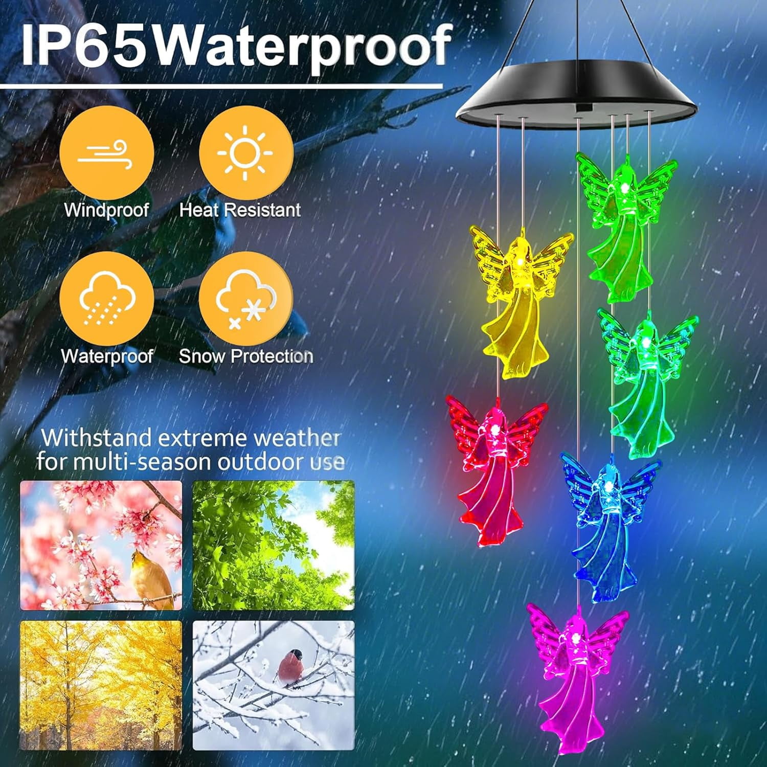 Hummingbird Solar Wind Chimes, Hummingbird Wind Chimes for Outside,Best Gifts for Mom Grandma Women Wife Aunt Sister, Unique Mobile Wind Chime, Garden Yard Decor Red