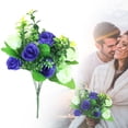 thumbnail image 2 of 1 Bouquets Christmas Cemetery Flowers for Grave Memorial 10 Heads Artificial Flowers Cemetery Day Silk Grave Faux Roses Arrangements for Christmas Headstones Tombstone Decor, 12.99 Inch, E, 2 of 9
