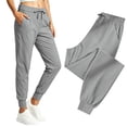 thumbnail image 2 of Women's Soft Fabric Casual Mid Waist Pants with Pockets, Tummy Control Comfort Fit, Pull On Elastic Waband, Everyday Wear, Work, Weekend Essential Yoga | TruBelle,Gray S, 2 of 9