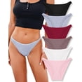 thumbnail image 1 of Ropa interior FINETOO String de algodón de corte alto para mujer, paquete de 6 unidades S-XL, 1 of 6