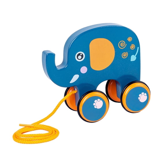 Juguete para tirar, juguete para caminar, juguete para empujar y tirar de animales de dibujos animados, juguete para caminar para niños de 1 año Elefante