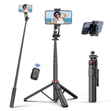 52'' Extendable Selfie Stick Tripod, Smartphone Tripod Stand with Detachable Wireless Remote & Phone Holder 360° Rotate Portable Travel Tripod Compatible with iphone 15/14/Samsung/Android