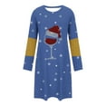 thumbnail image 5 of Cxenplz Nightgowns for Women Christmas Long Sleeve Nightshirt Red Wine Glass Christmas Sleepshirt Nightdress Crew Neck Xmas Santa Hat Graphic Sleepwear, 5 of 6