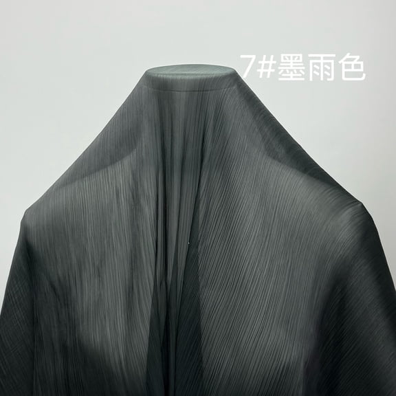 Namzi Lustrous Shiny Pleated Fabric,39*59 Inch Light and Soft Organza Fabric,for Wedding Dress Gown,Stage Costume,Party and Home Decorations,Black Grey