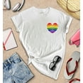 thumbnail image 3 of S4E Women's Gay Rainbow Heart LGBTQ Pride T-Shirt Large White, 3 of 4