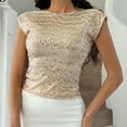 thumbnail image 5 of Beige Womens Tops Women's Sleeveless Glitter Sequin Tank Tops Vest Tops Backless Glitter Camisole Shirts for Women, 5 of 6
