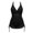 Black, variant on Xfvqtps Women Swim Dres Mesh V Neck Side Drawstring Solid Color Slimming Tummy Control Swimsuits One Piece Swimsuit Olive Green