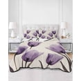 thumbnail image 3 of Purple Tulip Flower Full Size Down Alternative Comforter, Lightweight Comforter Quilt Bedding Set with Pillow Shams Aesthetics Farmhouse Floral Plant All Seasons Bed Comforter Duvet Insert 78"x90", 3 of 7