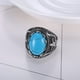 thumbnail image 4 of Anillo de acero inoxidable con gemas para hombre, sencillo, ovalado, con gemas grandes, material incrustado, diseño simple, 4 of 5