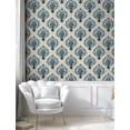 thumbnail image 5 of Ambesonne Damask Peel & Stick Wallpaper for Home, Nostalgic Baroque Blooms, 13"x100", Tan Petrol Blue, 5 of 6