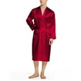 thumbnail image 4 of Bata tipo kimono de satén para hombre, bata de baño larga, pijama ligero de seda para dormir, con cinturón, tallas S a XXL, 4 of 6