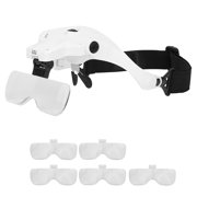 Domqga Head-Mounted Magnifier Rechargeable Headband Magnifying Glass With 2 LED Lights