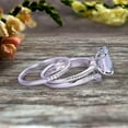 thumbnail image 3 of Stunning Cushion Cut Aquamarine Engagement Ring On 10k White Gold V Shape Wedding Band 3pcs Wedding Ring Set Total Carat Weight 1.75, 3 of 4