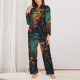 thumbnail image 2 of Pajama Sets for Women 2 Pcs, Colorful Owl Forest Button Down Long Sleeve Sleepwear Lounge PJ Sets, 2 of 6