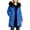 Blue, variant on Womens Winter Down Jacket Plus Size Long Puffer Jackets Hooded Faux Fur Warm Insulated Coat with Pockets Long-sleeved Padded Windproof Winter Outwear Coats for Women Brown XXXXXL