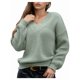 thumbnail image 1 of Suéter de Larga con Cuello en V para Mujer, Suéter Holgado de Punto Grueso de Gran Tamaño. Verde XL, 1 of 8