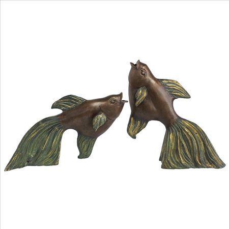 Design Toscano Betta Fish Spitter Bronze Statue - Set of 2