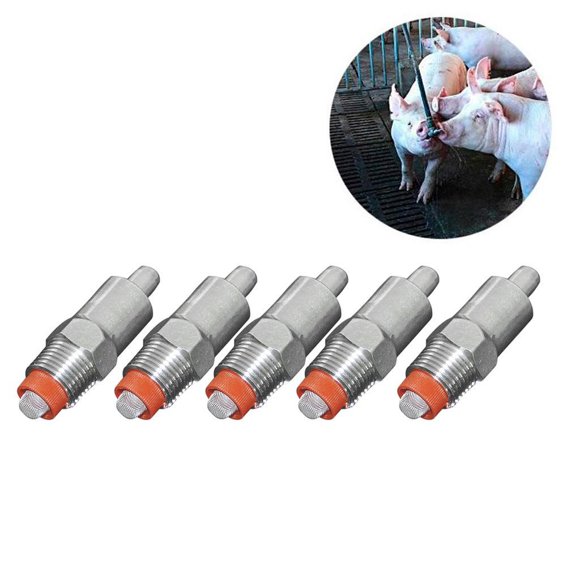 automático de cerdo de rosca de material acero inoxidable de 5 piezas de 8 mm # 2 shamjiam Bebedero de pezón de cerdo