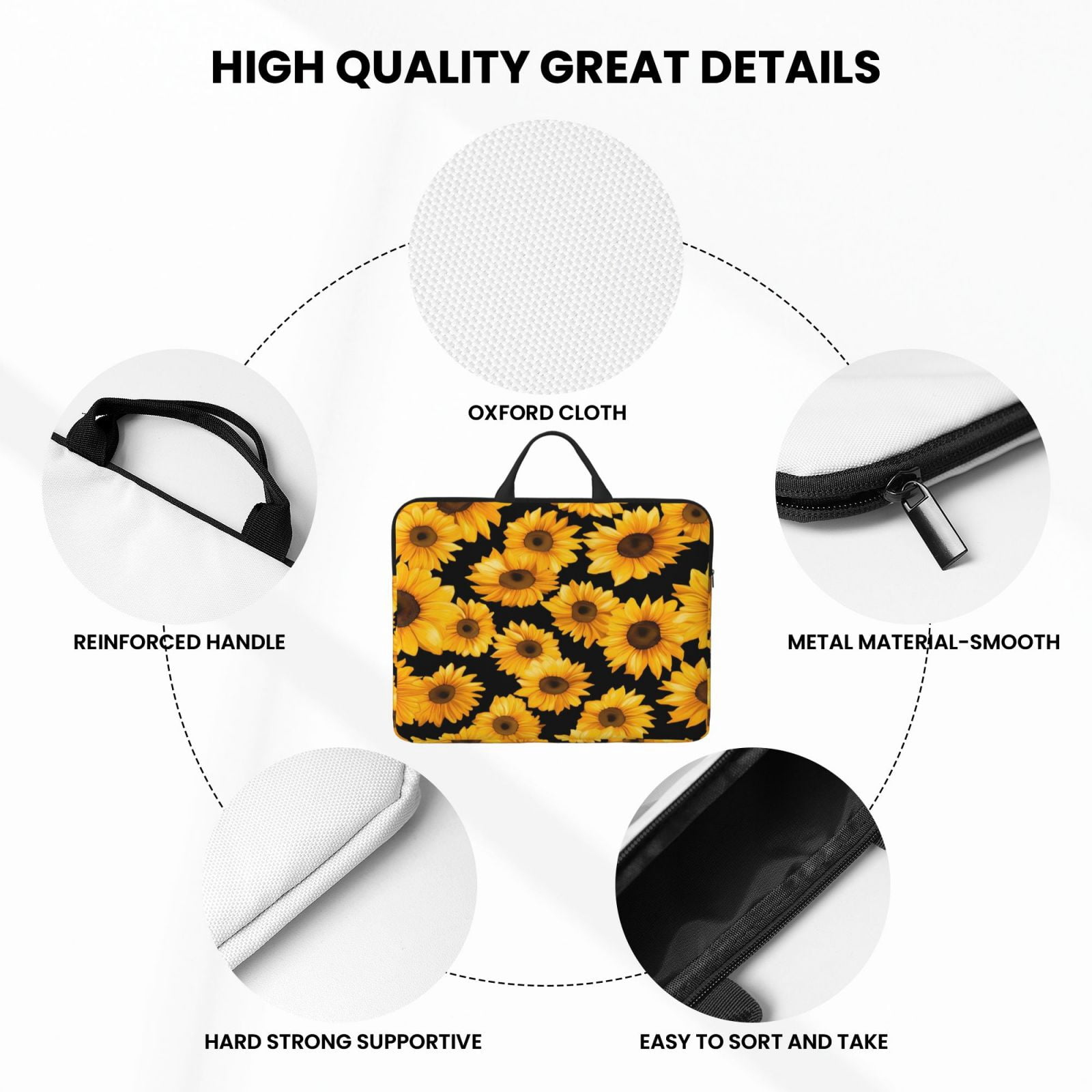 Laptop Sleeve Bag For Women Men 14inch Waterproof Durable Protective Computer Carrying Cover Handle Laptop Case Bag Sunflower