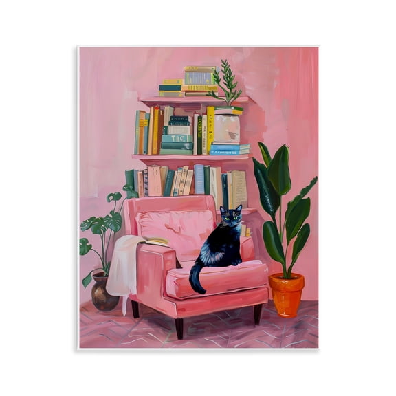 Stupell Industries Calm & Cozy Pink Interior Animals Painting Unframed Art Print Wall Art, 11 x 14