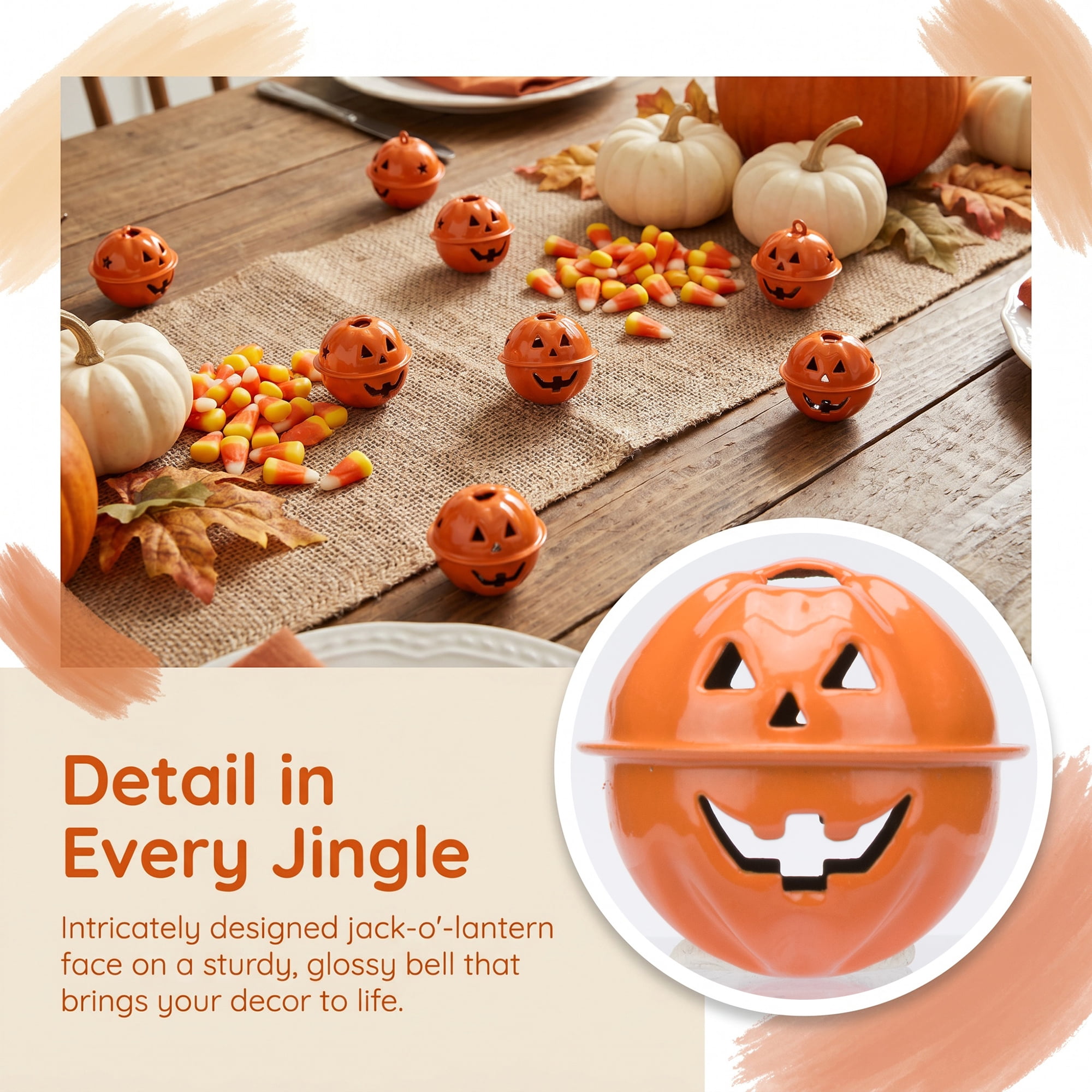 Unique Bargains 10Pcs Pumpkin Halloween Craft Round Bells Orange 1.2" x 1.2" x 1.2"