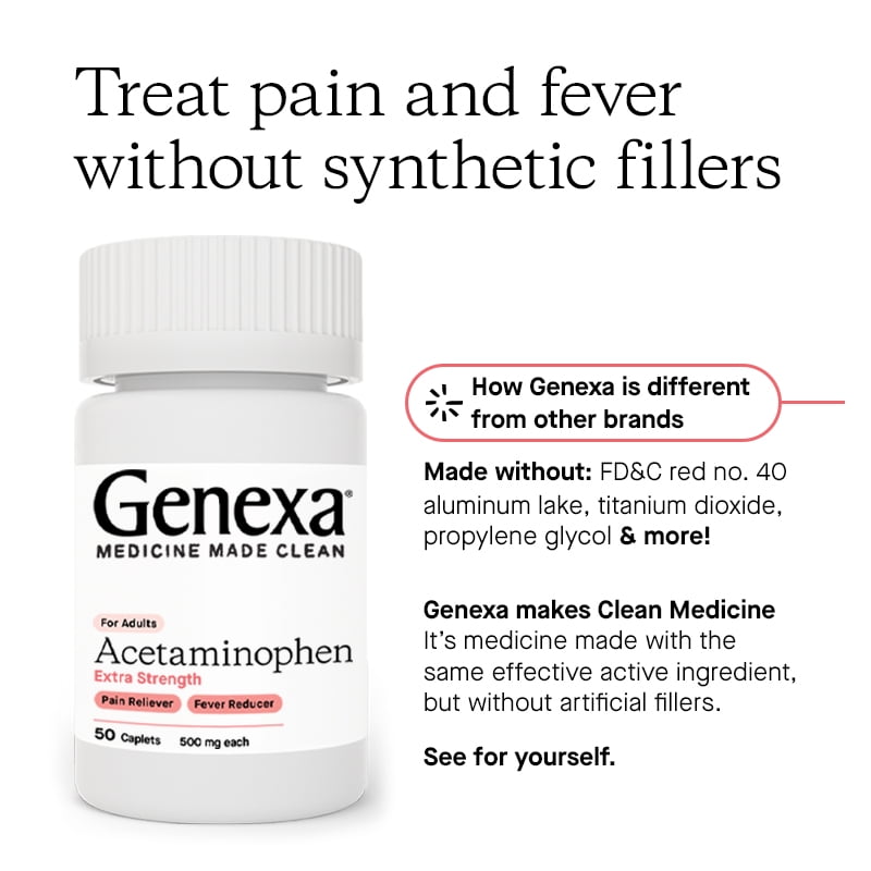 Buy Genexa Extra Strength Acetaminophen Pain Relief & Fever Reducer Caplets, 500 mg, 50 Ct